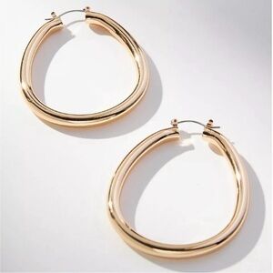Anthropologie Oblong Hoop Earrings Gold